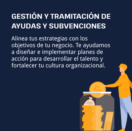 Card sobre la gestión y tramitación de ayudas y subvenciones dentro de la consultora RRHH